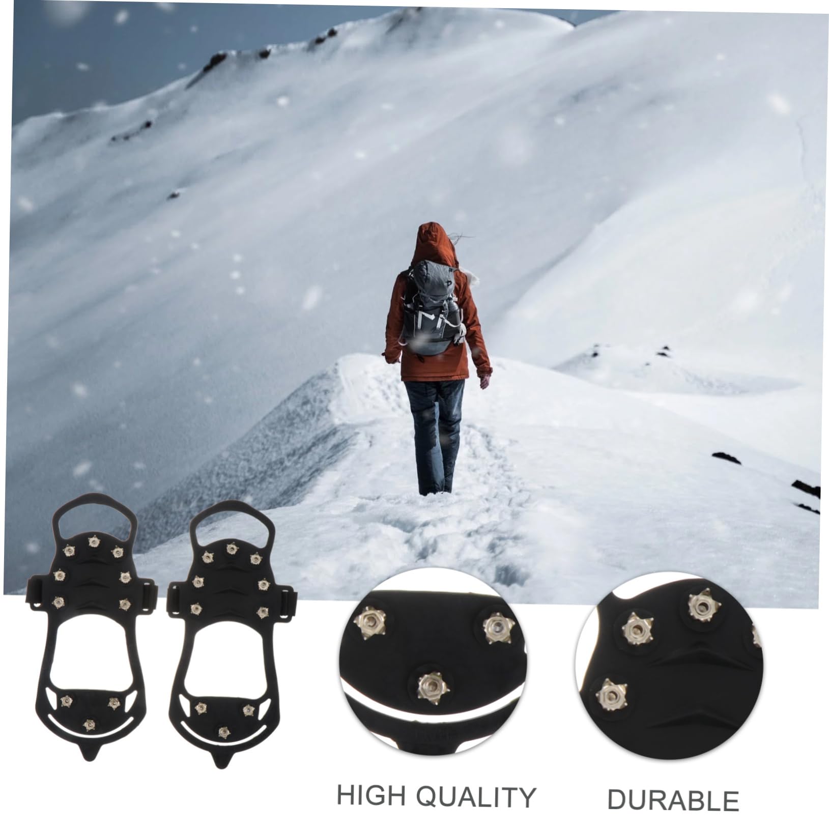 OATIPHO Snow Anti Slip Shoe Ice Traction Cleats– Winter Shoe Spikes Snow 10-Studs Crampons for Outdoor Climbing