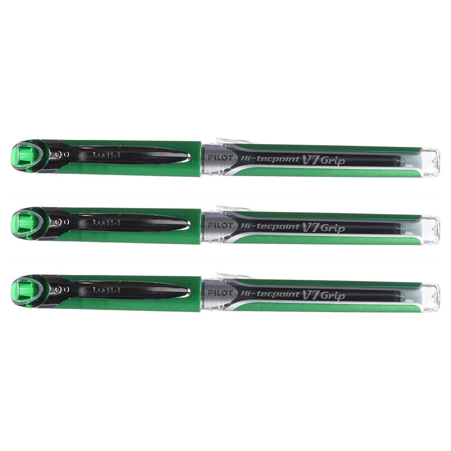PILOT Lot de 3 Stylos roller à encre Hi-​Tecpoint V7 Grip, vert