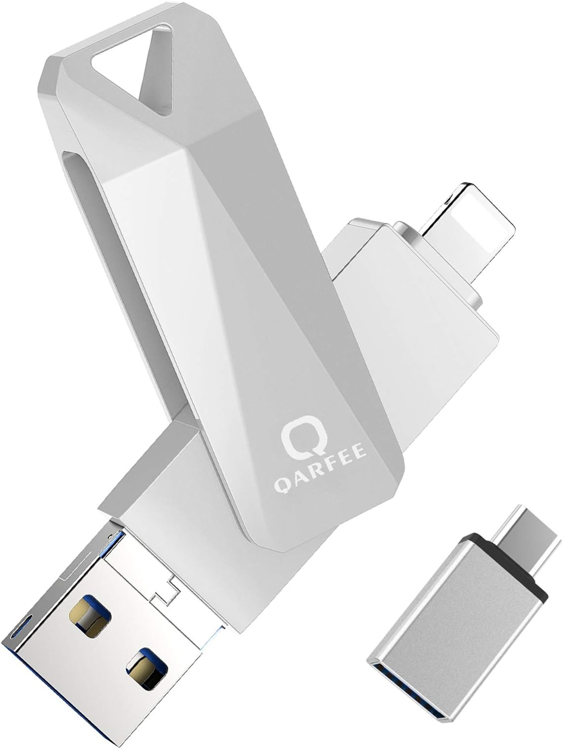 universal Flash Drive 64 GB, Aluminum Alloy USB 3.0 External Storage Memory Stick Pen Flash Drive Compatible for iPhone,iPad,iPod,Mac,iOS/Android phone and PC,64 GB Silver