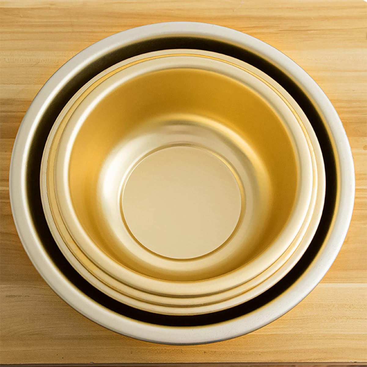 iplusmile Tazón Grande de Aluminio Dorado para Sopa Capacidad Amplia, Diseño Redondo y Seguro, Adecuado para Cocina y Lavado de Arroz