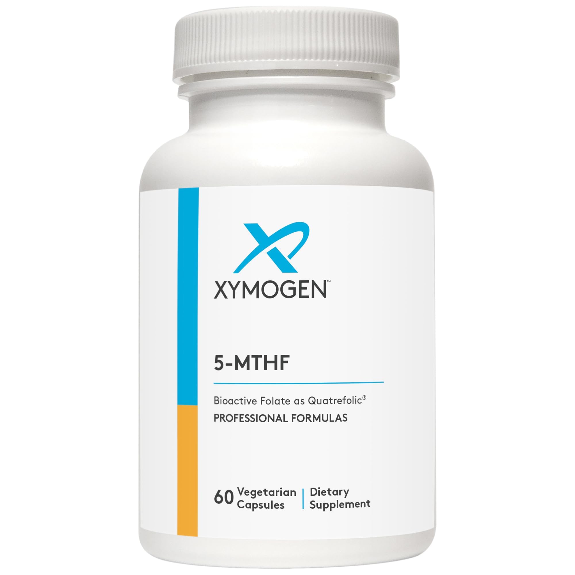 XYMOGEN 5 MTHF - 3,400 mcg DFE Bioactive Folate Supplement as Quatrefolic - Cardiovascular, Mood + Methylation Support - Vitamin B Methyl Folate as L Methylfolate (60 Capsules)