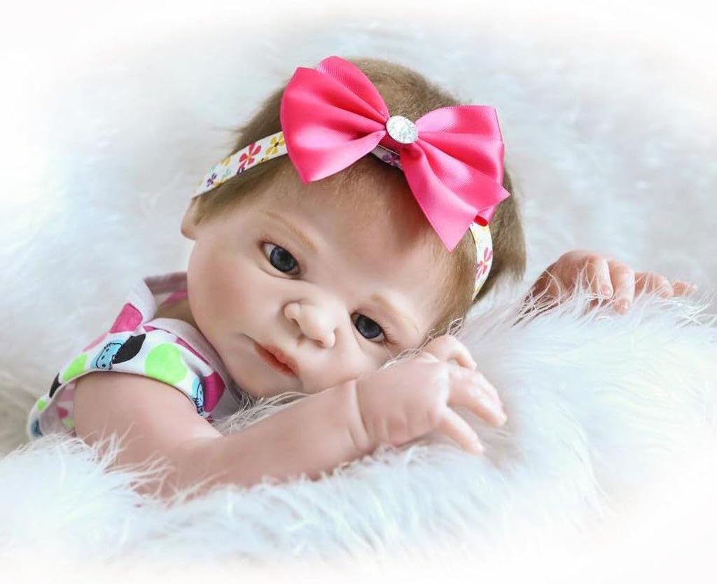 Featured Product TERABITHIA 23 inch Alive Silicone Vinyl Full Body Reborn Baby Girl Dolls with Red Bow Headbands