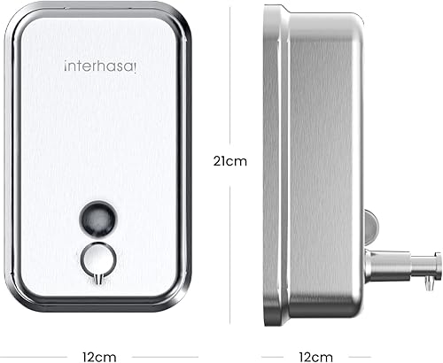 Miniatura 7 de interhasa! Dispensador de jabón comercial para montaje en pared, acero inoxidable 304, dispensador de jabón líquido comercial manual para baño,