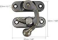 Vista 2 de uxcell Vintage Lock Clasp Right Latch Hook Hasp 1.654 in x 1.457 in Pestillo de brazo oscilante plateado bronce, 5 piezas W tornillos