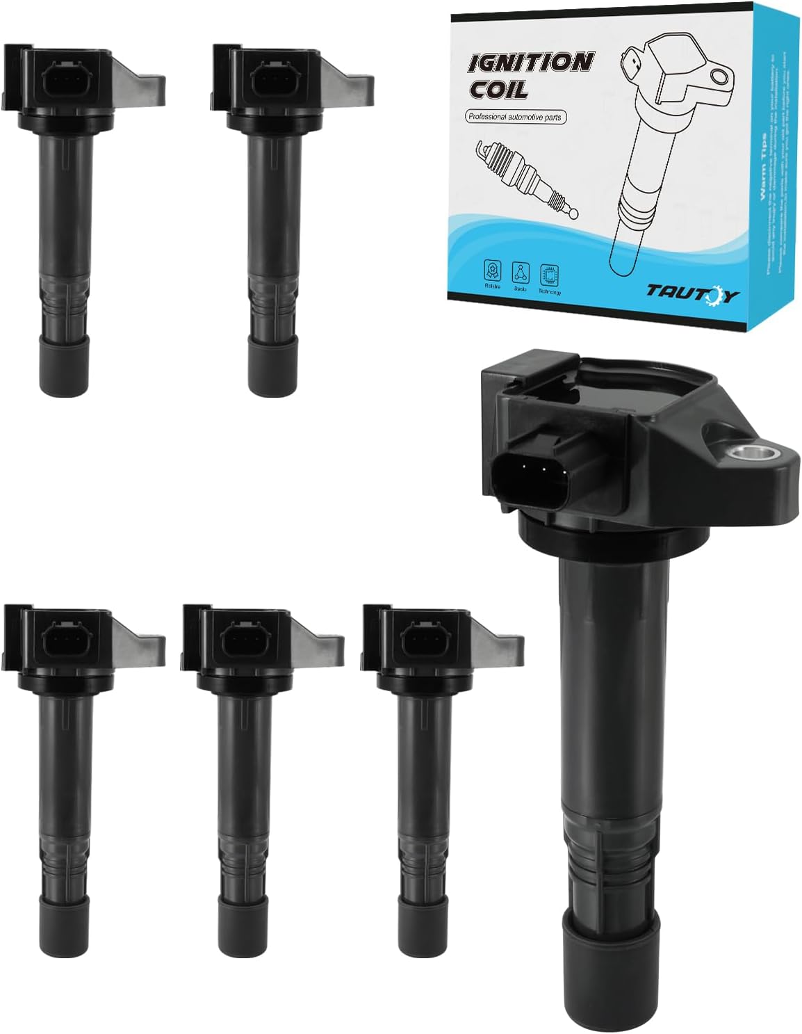Set of 6 UF713 Ignition Coil Pack (3.5L V6 Only) 2013-2022 For Acura MDX RDX RLX TLX,For Honda Accord Crosstour Odyssey Passport Pilot Ridgeline,Replace # 6732316 30520-5G0-A01 GN10733