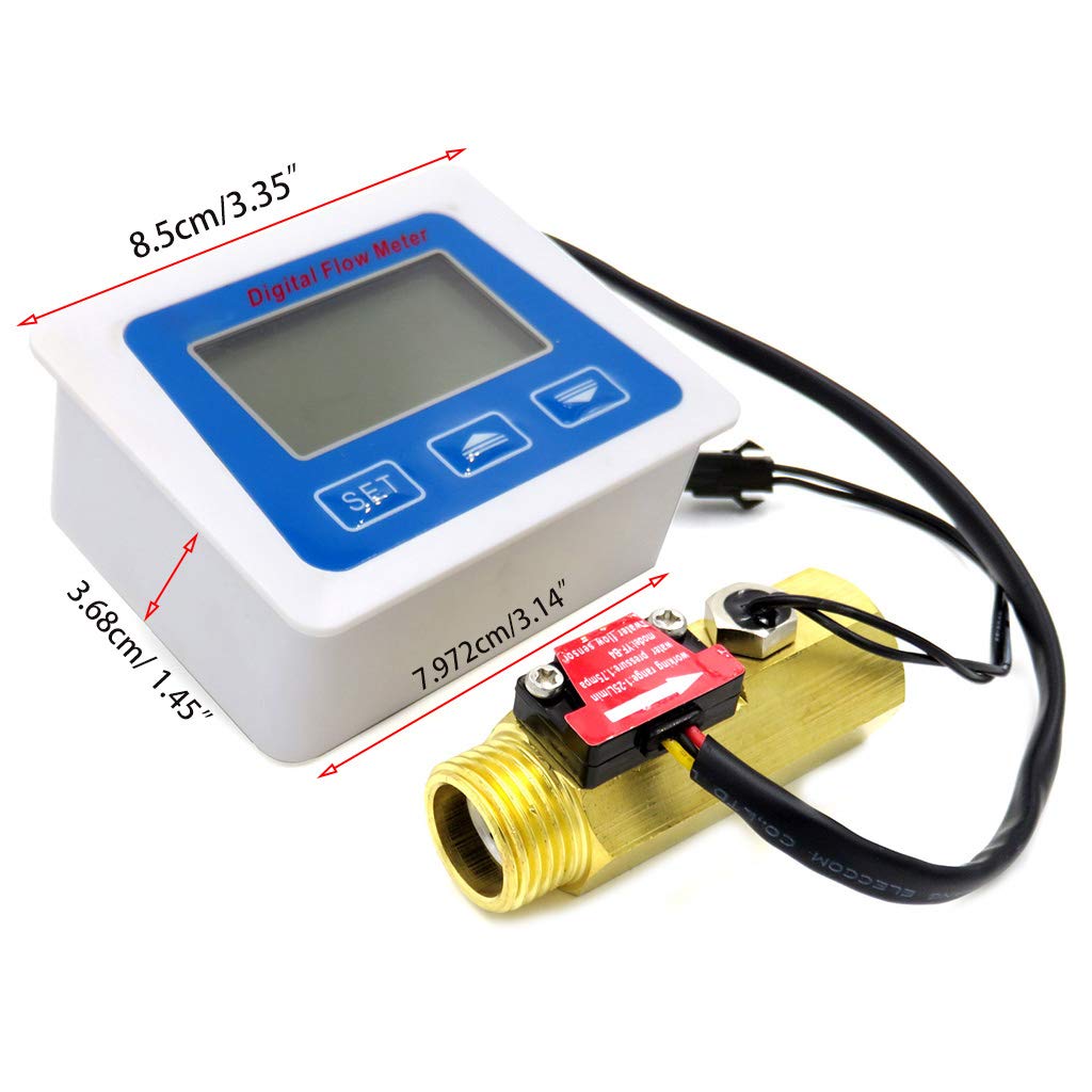 Pantalla LCD digital sensor de flujo de agua medidor medidor de caudal de líquido sensor de nivel de fluido rotómetro medidor de temperatura monitor