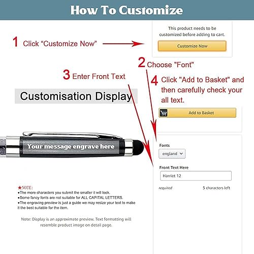 Miniatura 5 de Ancolo Bolígrafos personalizados con punta de lápiz capacitivo, bolígrafos elegantes de diamantes de cristal, grabados con tu nombre, logotipo o