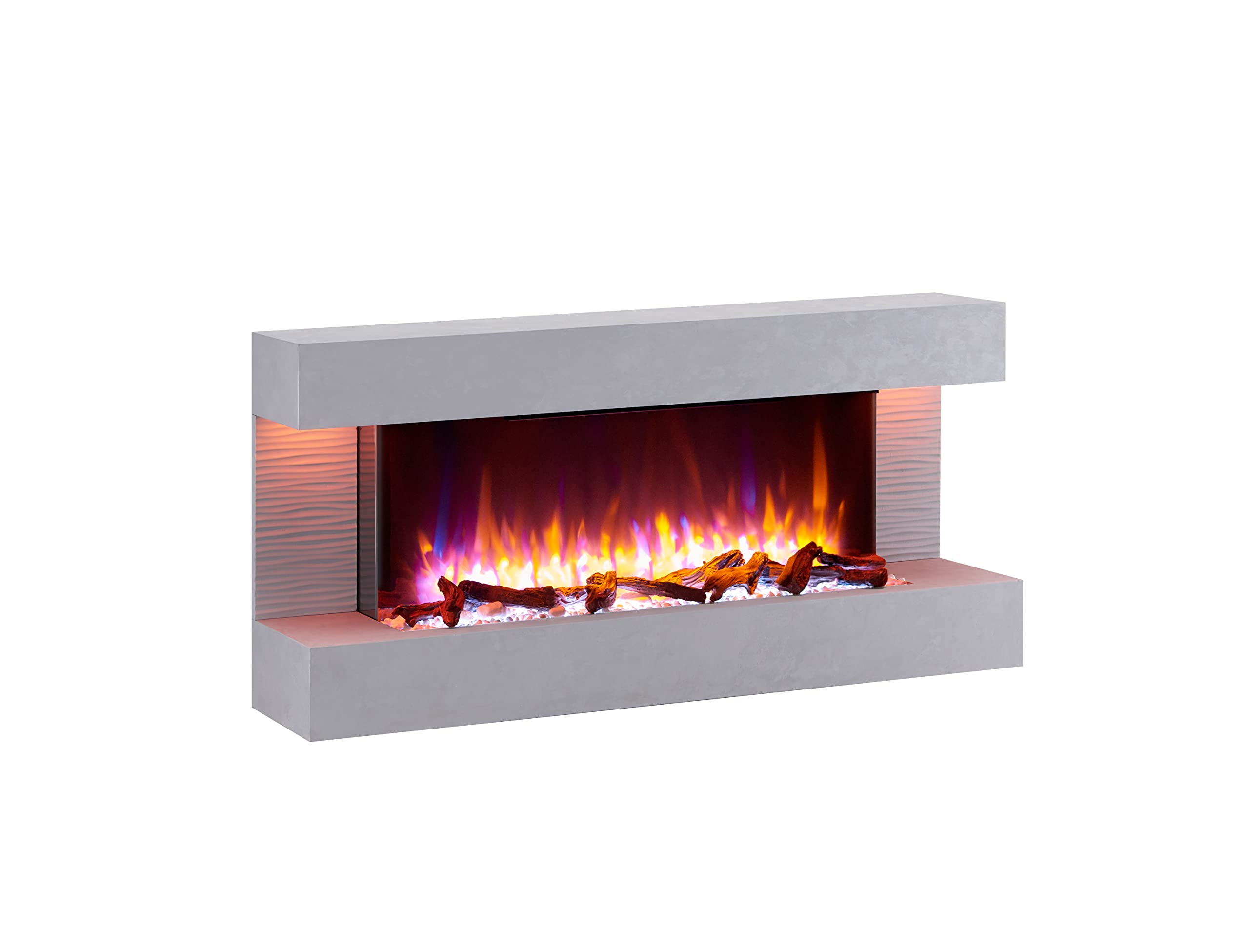 FLAMME Kingston Wall Mounted Electric Fireplace White with 3 Flame Colours and 13 Mood Lighting Options 1.8kW heater