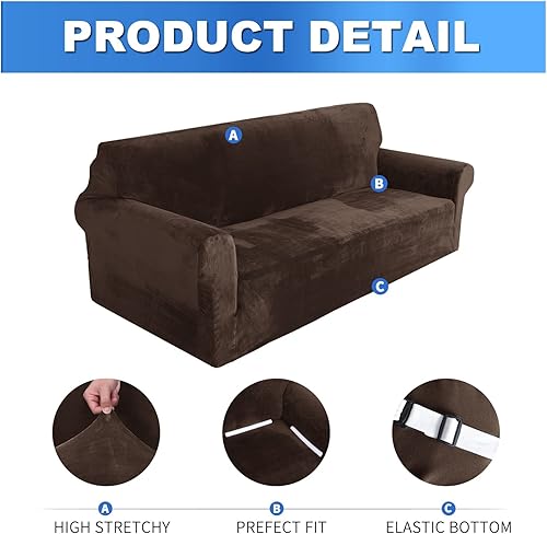 Miniatura 4 de Funda elástica para sofá de silla, funda de sofá suave de terciopelo, protector de muebles lavable con espuma antideslizante (color F, tamaño