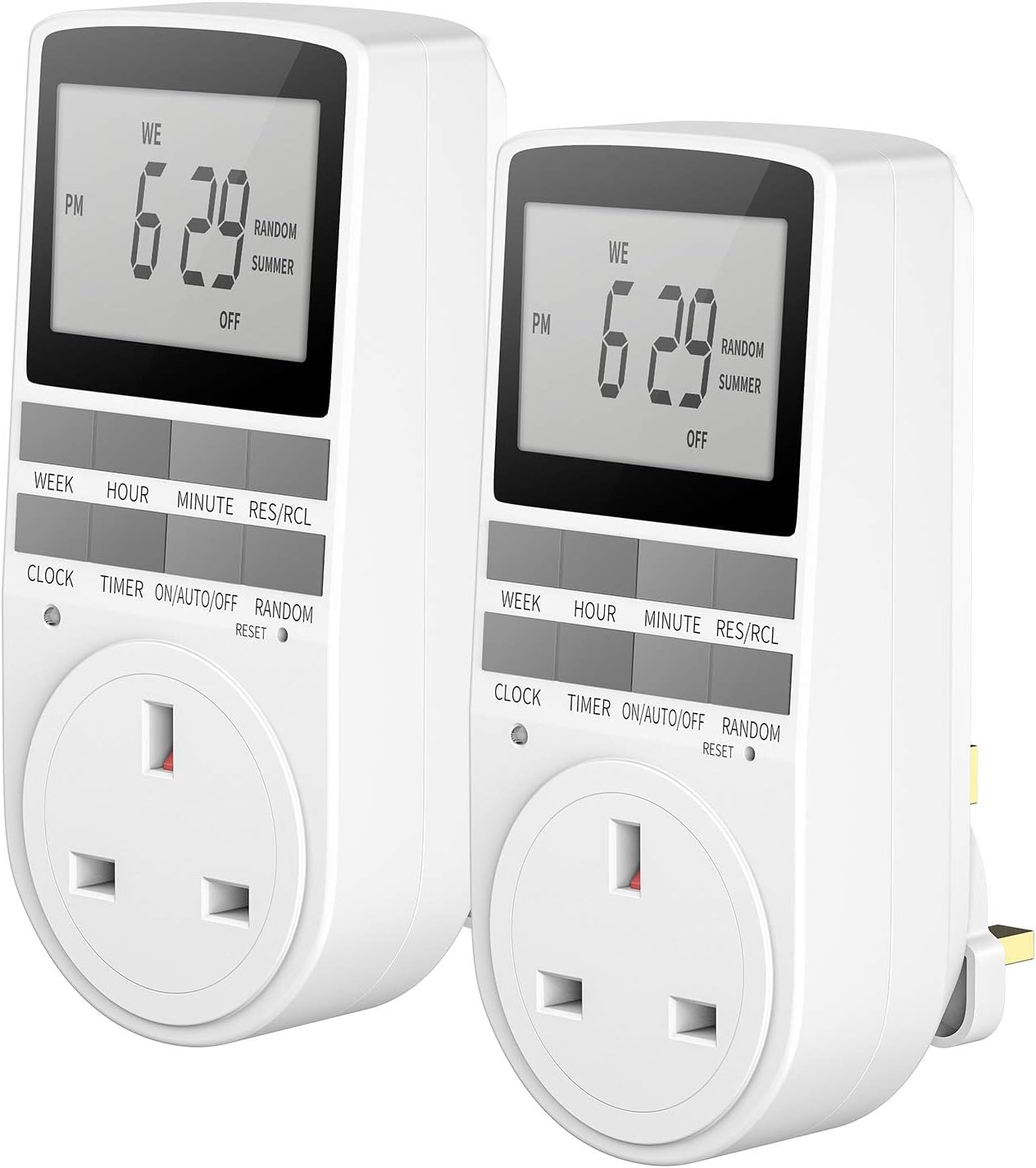 Timer Plug Socket, Expower Digital Electrical Timer Plug Socket 24 Hours/7 Day Weekly Programmable Light Switch with Anti-Theft Random Option (2 Pack)