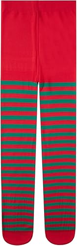 Liangchengmei Medias de Navidad para niñas, medias de rayas de Navidad, leggings de tiro medio, disfraz de cosplay, medias ajustadas a rayas