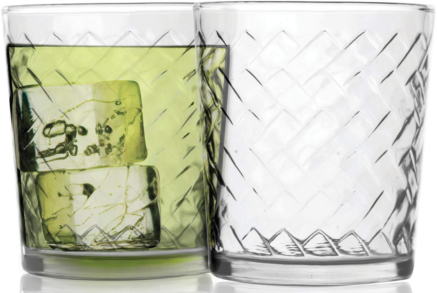 Circleware Chevron - Set di 12 bicchieri Highball e bicchieri da whisky per acqua, birra, succhi di frutta, bevande al tè freddo, trasparenti