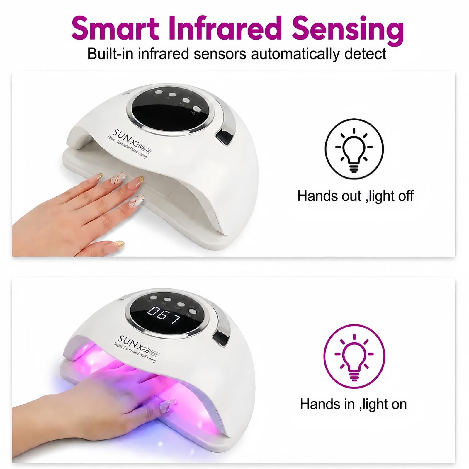 Lampe UV Ongles 360 W, Lampe Led Ongle Professionnelle avec 4 Minuteries, UV Lamp Nails avec 90 Perles, Machine UV Led pour Ongles Capteur Automatique pour Durcir Le Vernis à Ongles en Gel