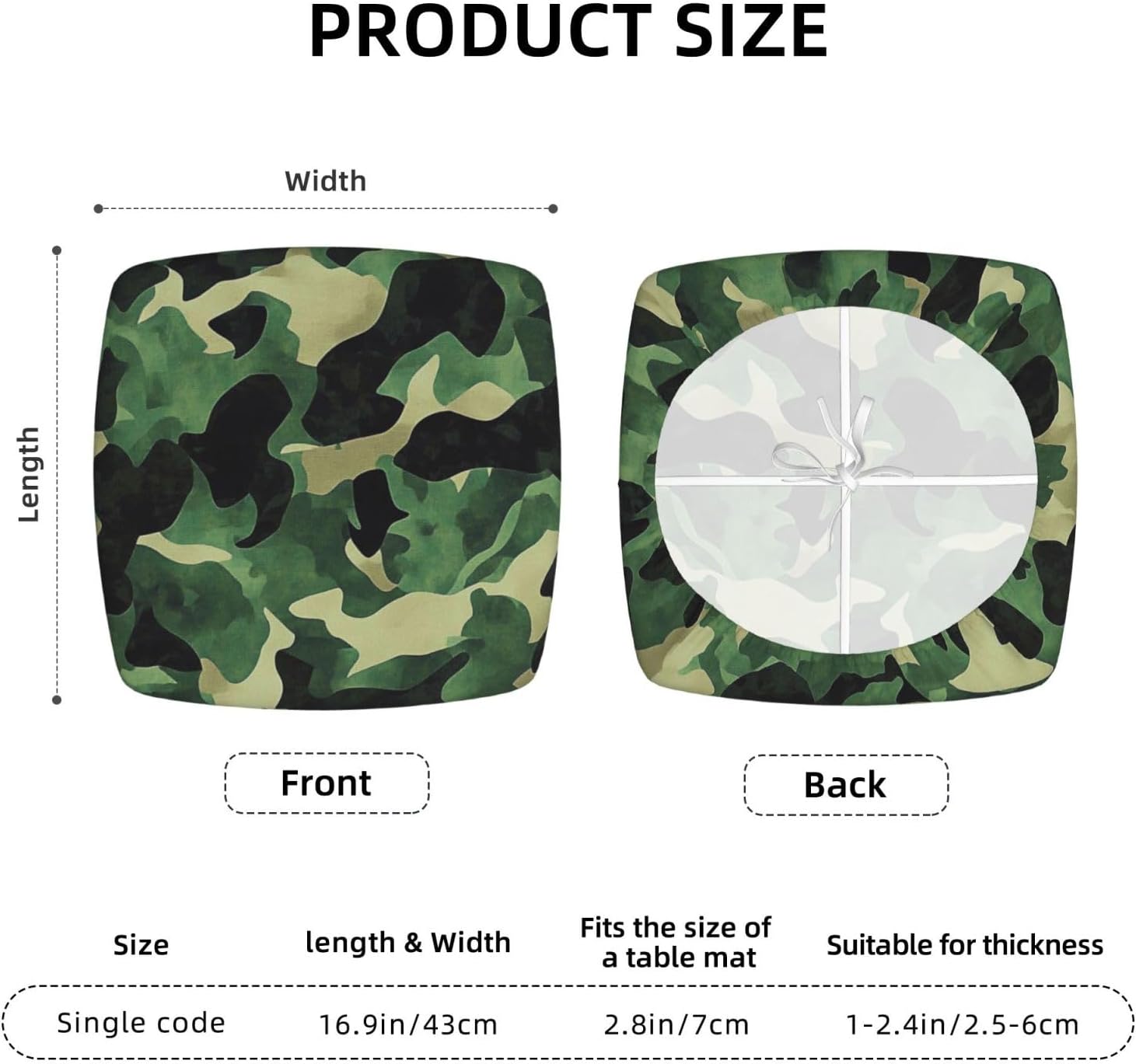 Camouflage Green Print Square Cushion Covers 6 Pcs Set Elastic Non-Slip Seat Cushion Slipcovers Pet Furniture Protectors for Chair, Sofa