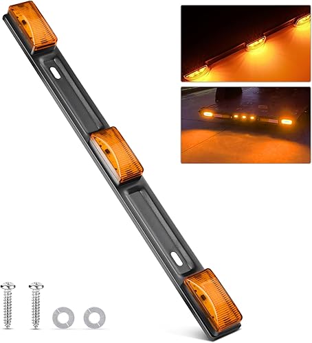 GOOACC Barra de identificación de marcador LED, 1 unidad de 14.2 pulgadas, luz trasera de remolque ámbar, barra de luz de identificación de espacio