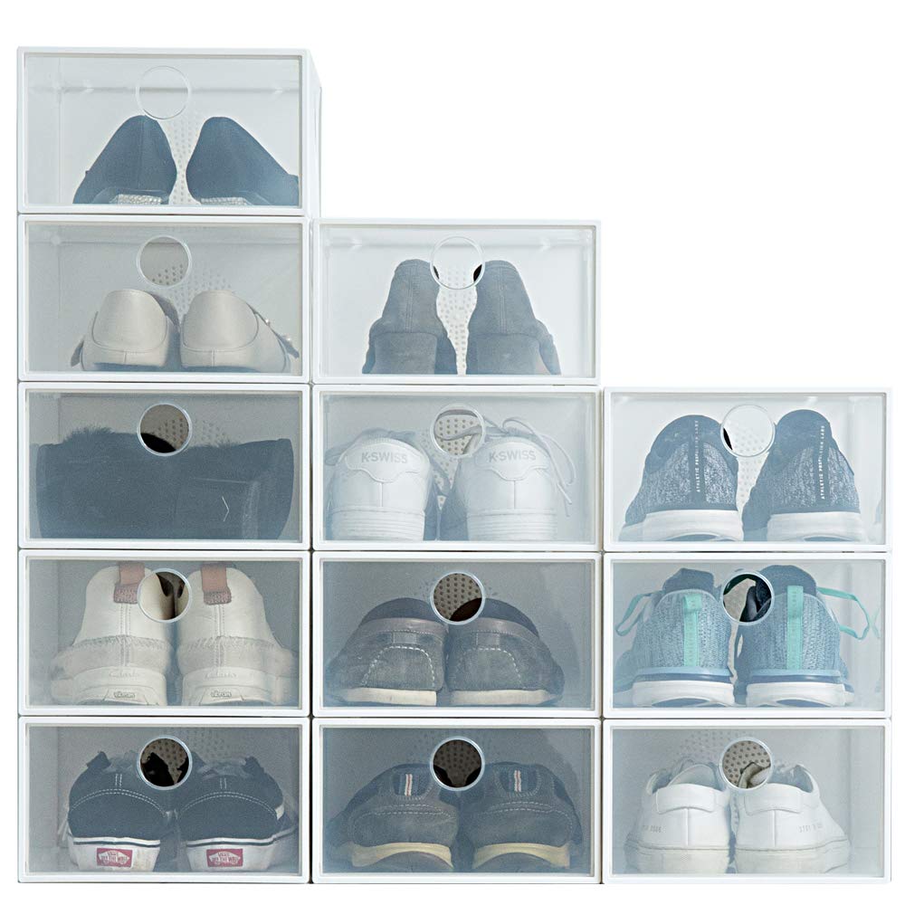 Buy Littlejimmy Shoe Boxes Clear Plastic Stackable Shoe Organizer for Closet with Reinforced