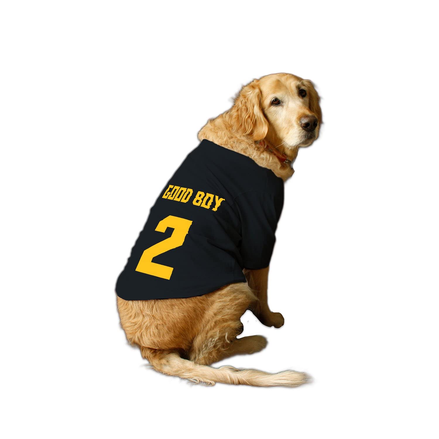 Ruse Basic Crew Neck Good Boy Jersey No.2 Printed Half Sleeves Dog T-Shirt/Apparel/Clothes/Tees Gift for Dogs.(Black) Small (Apso, Shih Tzu etc.) (B09G3FL9CS) Amazon Price History, Amazon Price Tracker