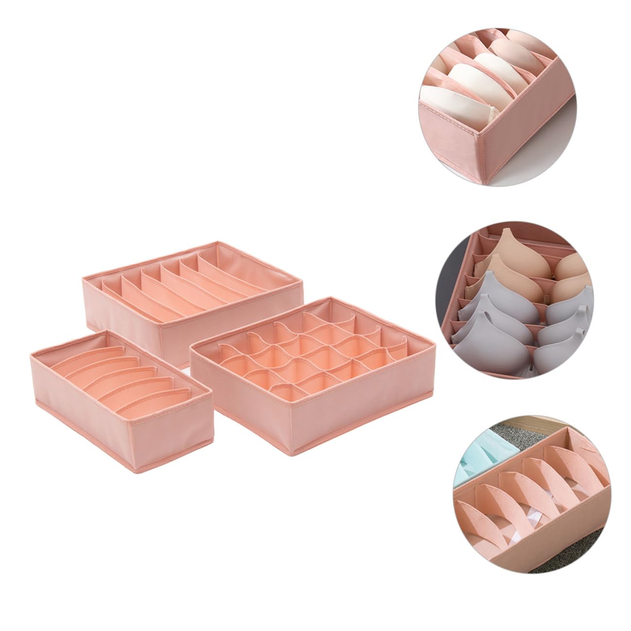 Organizador de Ropa Interior y Calcetines de Tela No Tejida Caja de Almacenamiento Portátil con Compartimentos para Viaje y Hogar Caja Organizadora de Ropa con Tapa Rosa