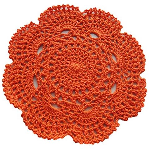 YoumeHome Crochet Doilies for Wedding Centerpieces Table Placemat Home Decor 7.8" inches(20 cm) Pack of 6pcs (Orange) Cover
