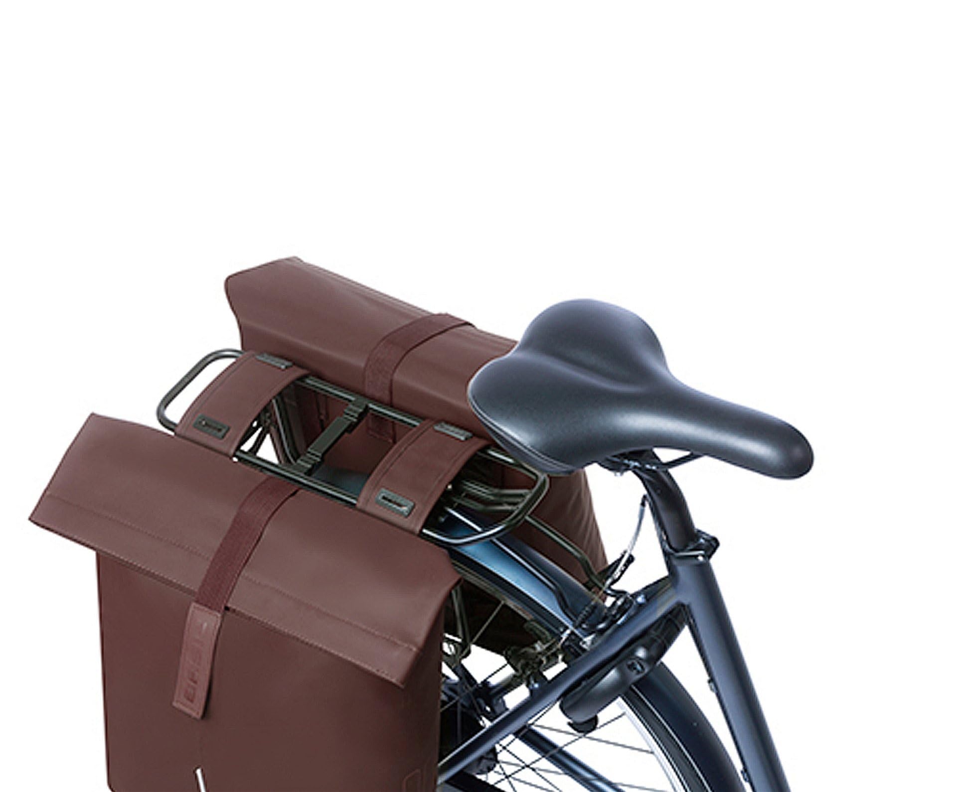 Basil City - Borsa doppia per bicicletta, 28-32L, marrone, 12 x 29 x 30 cm