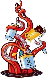 Octopus Tentacle Car Sticker Fun Decal Suitable for Helmet Refrigerator Bumper Sunscreen Decoration (B,7.9'')