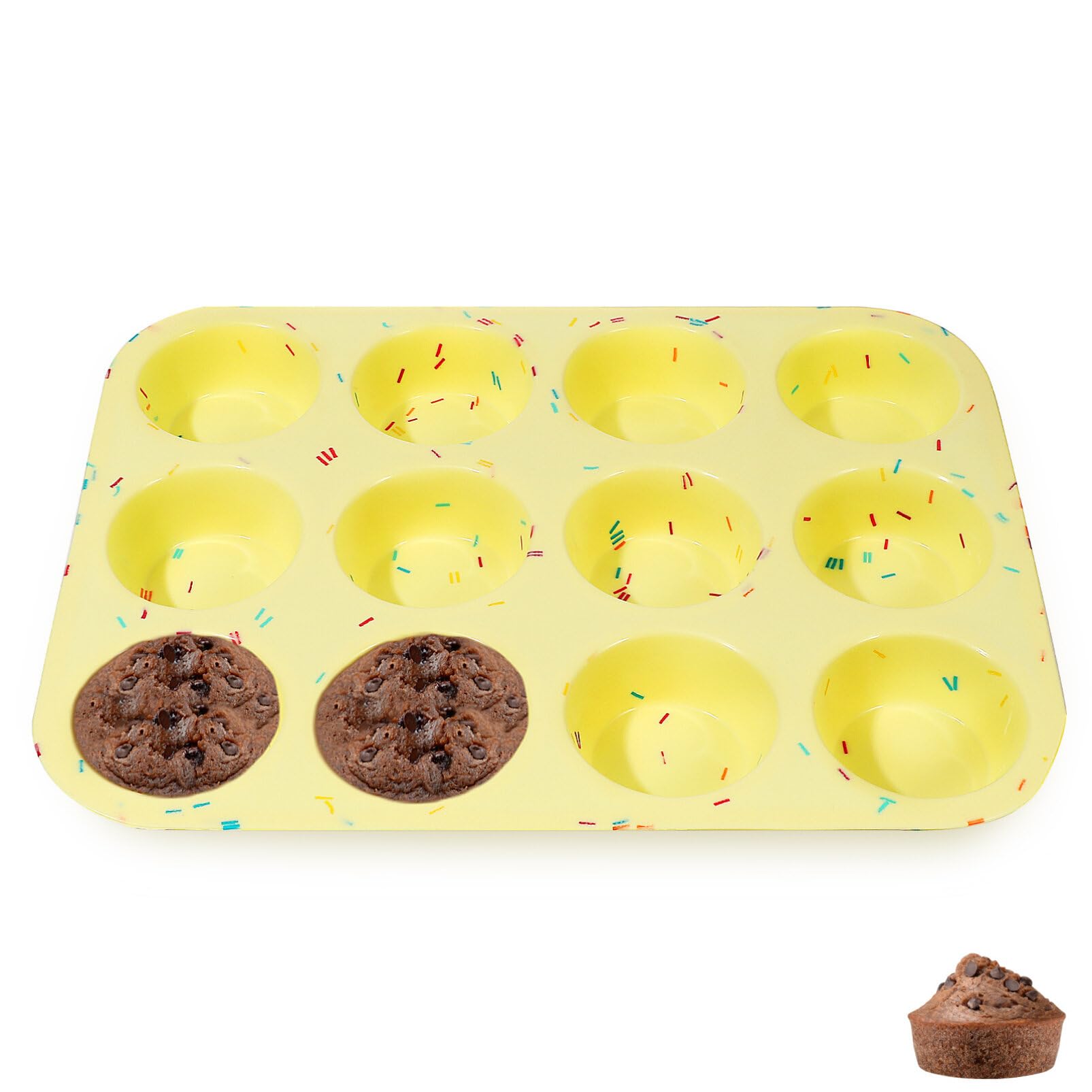 Kichvoe Silicone Muffin Pan: Nonstick 12 Cup Regular Size Cupcake Pan Flexible Muffin Tin For Muffins Cupcake Chocolate Brownies