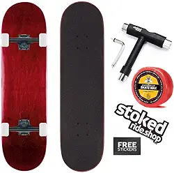 Stoked Ride Shop Skate completo - Madeira de bordo feita nos EUA - Prancha de skate para adultos, crianças, meninas e meninos - totalmente montada com cera, ferramenta de skate e adesivos