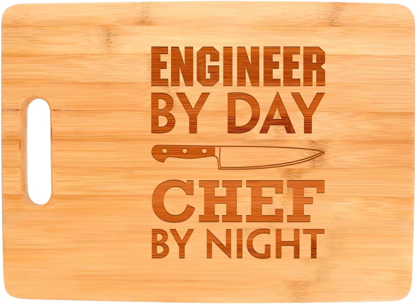 Engineering Gift Engineer By Day Chef By Night STEM Math Decorative Rectangle Shaped Wood Cutting Board