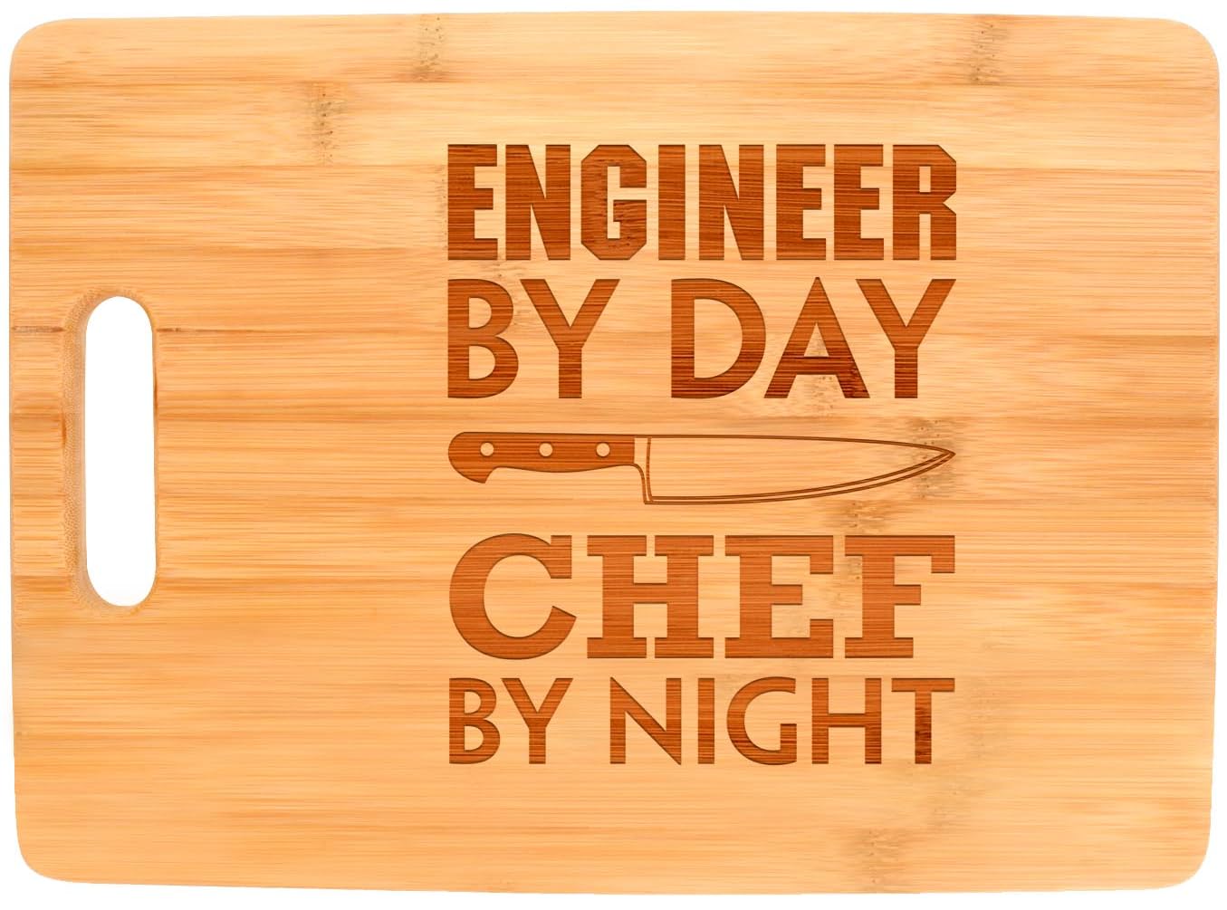 Engineering Gift Engineer By Day Chef By Night STEM Math Decorative Rectangle Shaped Wood Cutting Board
