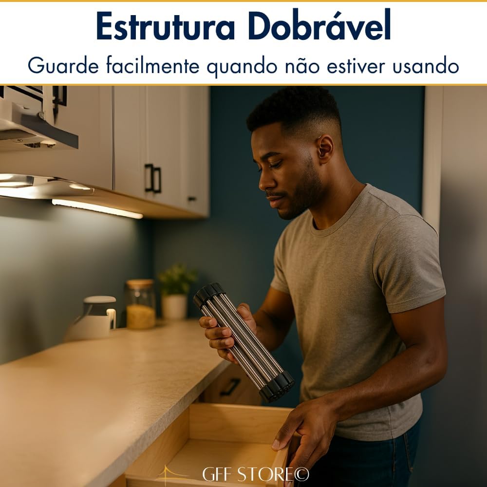 Escorredor de Louça Dobrável em Inox para Pia Compacto Flexível e Resistente para Pratos Talheres e Frutas Suporte Multiuso