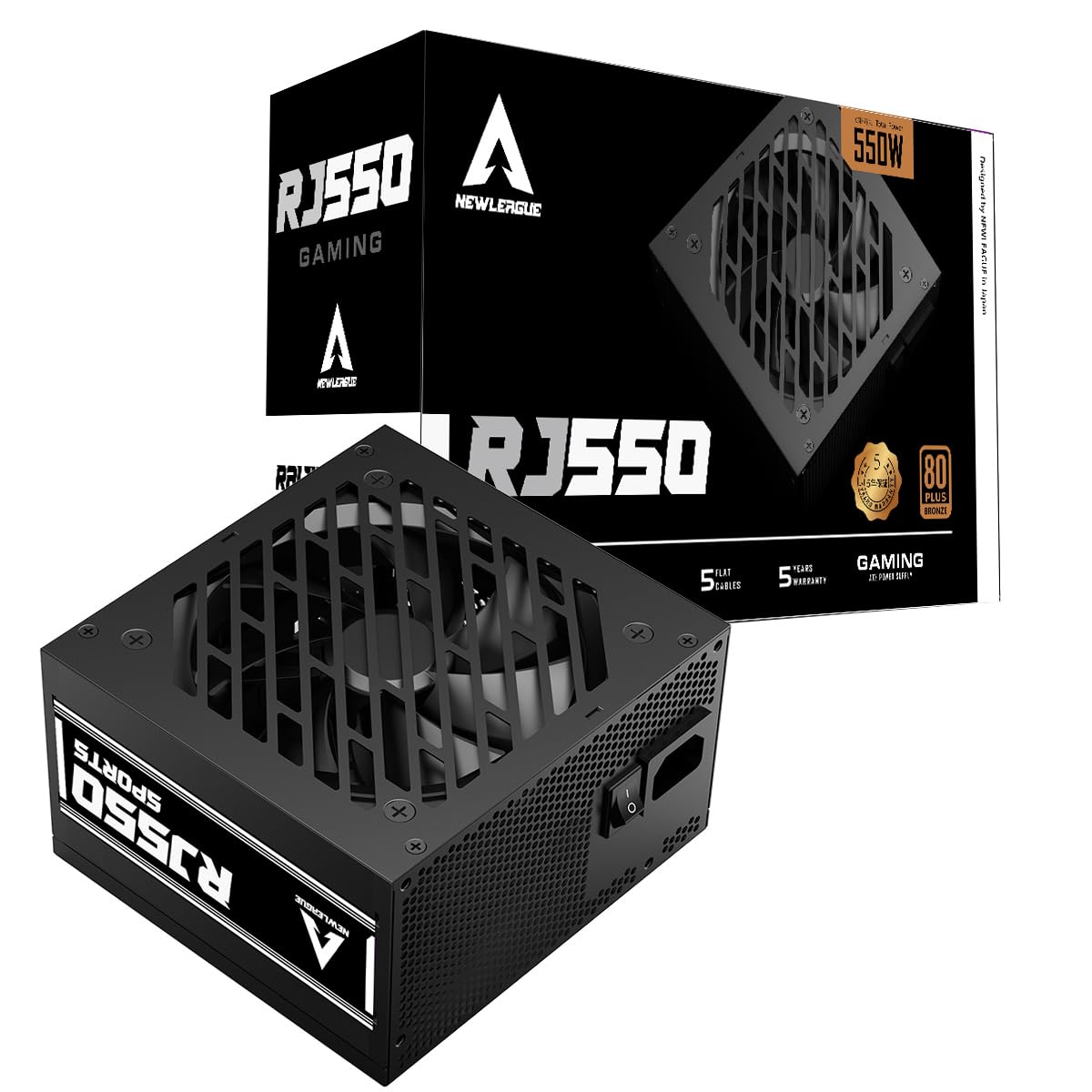 Amazon | NEWLEAGUE RJ GAMING シリーズ 電源ユニット, 550W, 80PLUS