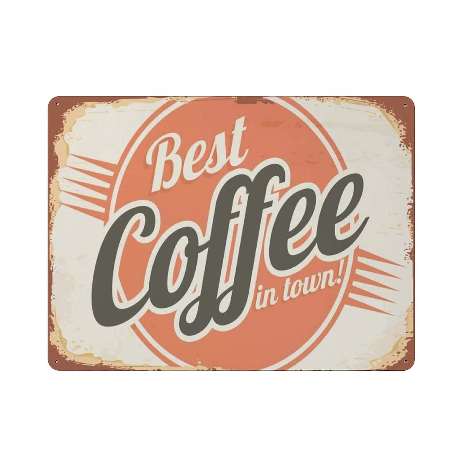 Gqwjksz Best Coffee In Town Tin Sign Metal Plaque Art Hanging Iron Painting Retro Home Kitchen Garden Garage Wall Decor 12"X16"