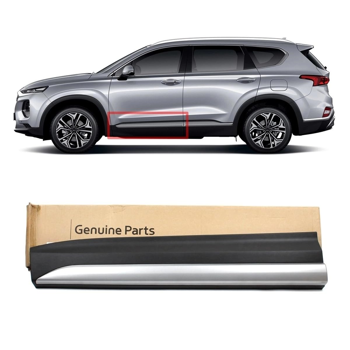 Door Lower Trim Garnish Front Door Lower Molding Garnish - Left Driver Side  For 2013-2018 Hyundai Santa Fe Sport - Smooth Black - Direct Fit  Replacement For 87721-4Z000 OE Replacement Molding 87721-4Z000