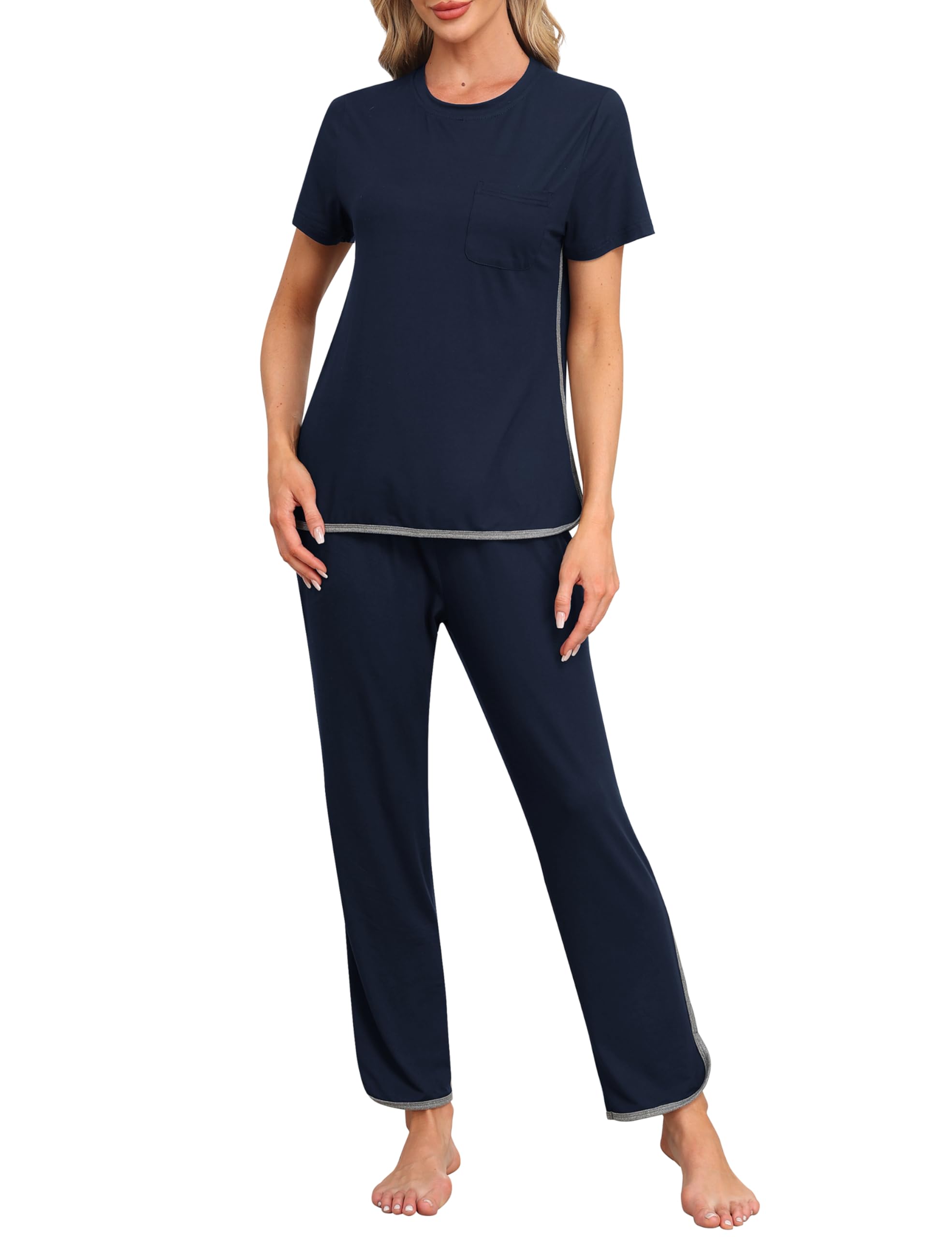 MoFiz Schlafanzug Kurz Damen Hausanzug Pyjama Set Modal Zweiteiler Nachtwäsche fur Sommer