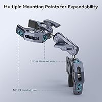 Vista 8 de SMALLRIG Soporte de abrazadera doble, brazo de súper abrazadera, para silla, poste, trípode, soporte C, manillar, capacidad de carga máxima de metal
