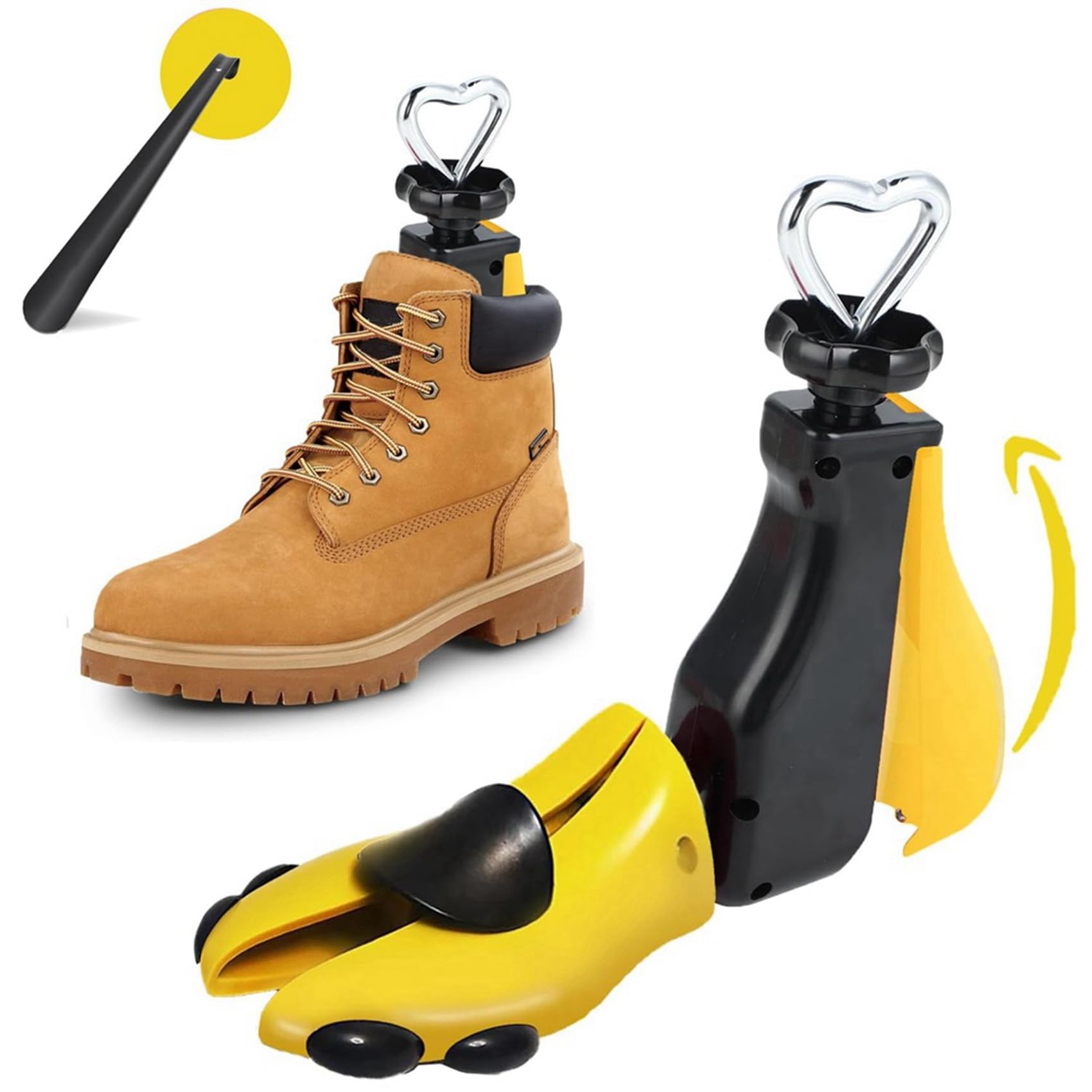 3X Ensanchador de Zapatos para Botas para Hombres, Expansor de Hormas para Mujeres, y Elástico, Botas Unisex Ajustables con Pies Anchos Amarillo