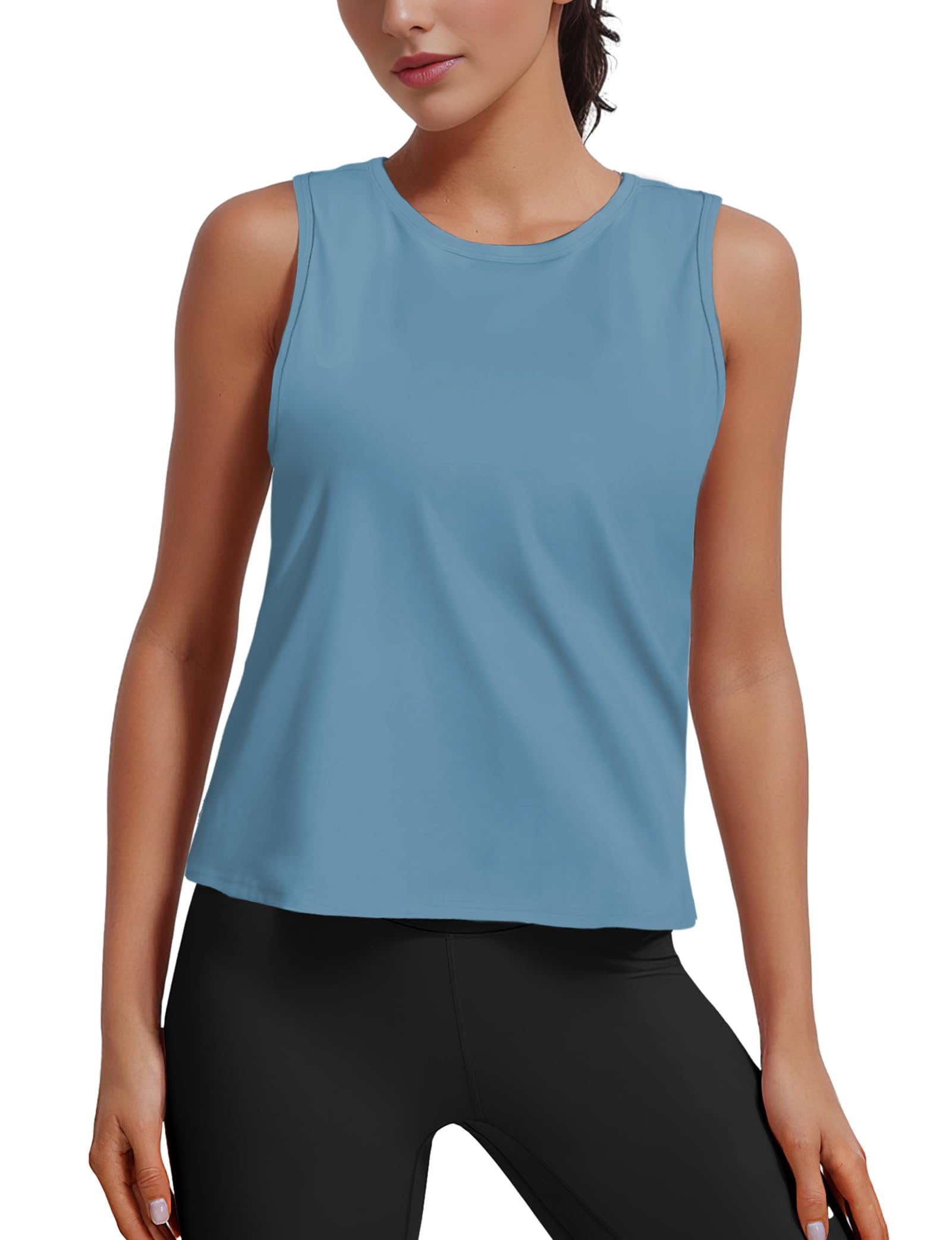 AURUZAIce Silk Workout Tank Tops for Women Gym Womens Athletic Tops Loose Fit Running Tank Sleeveless Cool Sun Protection