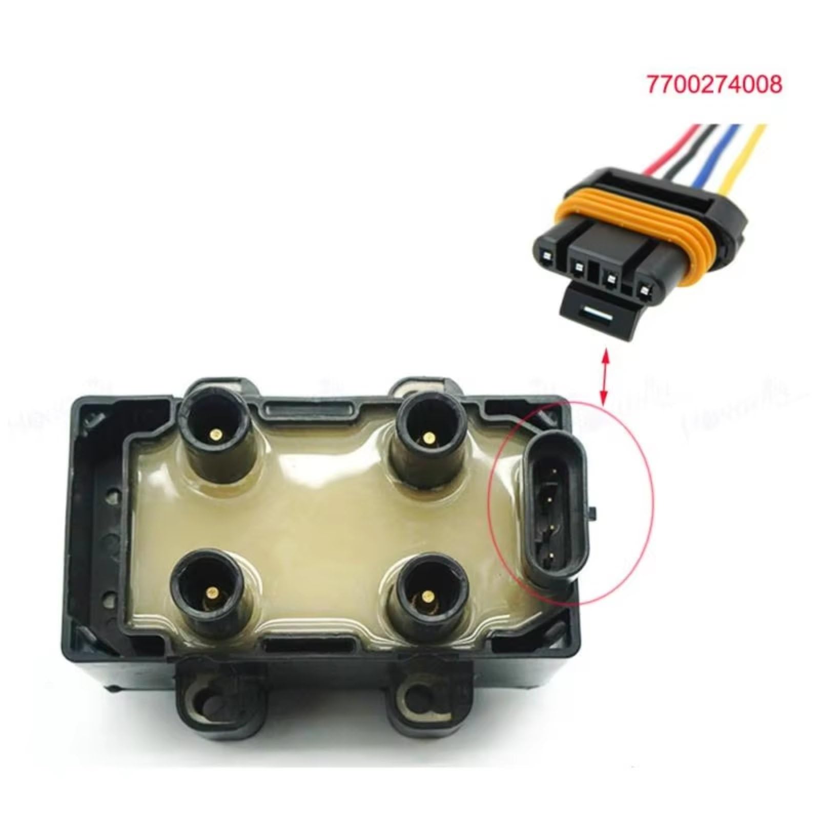 Kfz-Stecker für Kangoo KC0/1_ 1.2 1997-2007 und Megane MK I 1996-2003, Zündspulenkabelstecker, Autozubehör 7700274008 (4 Stück)