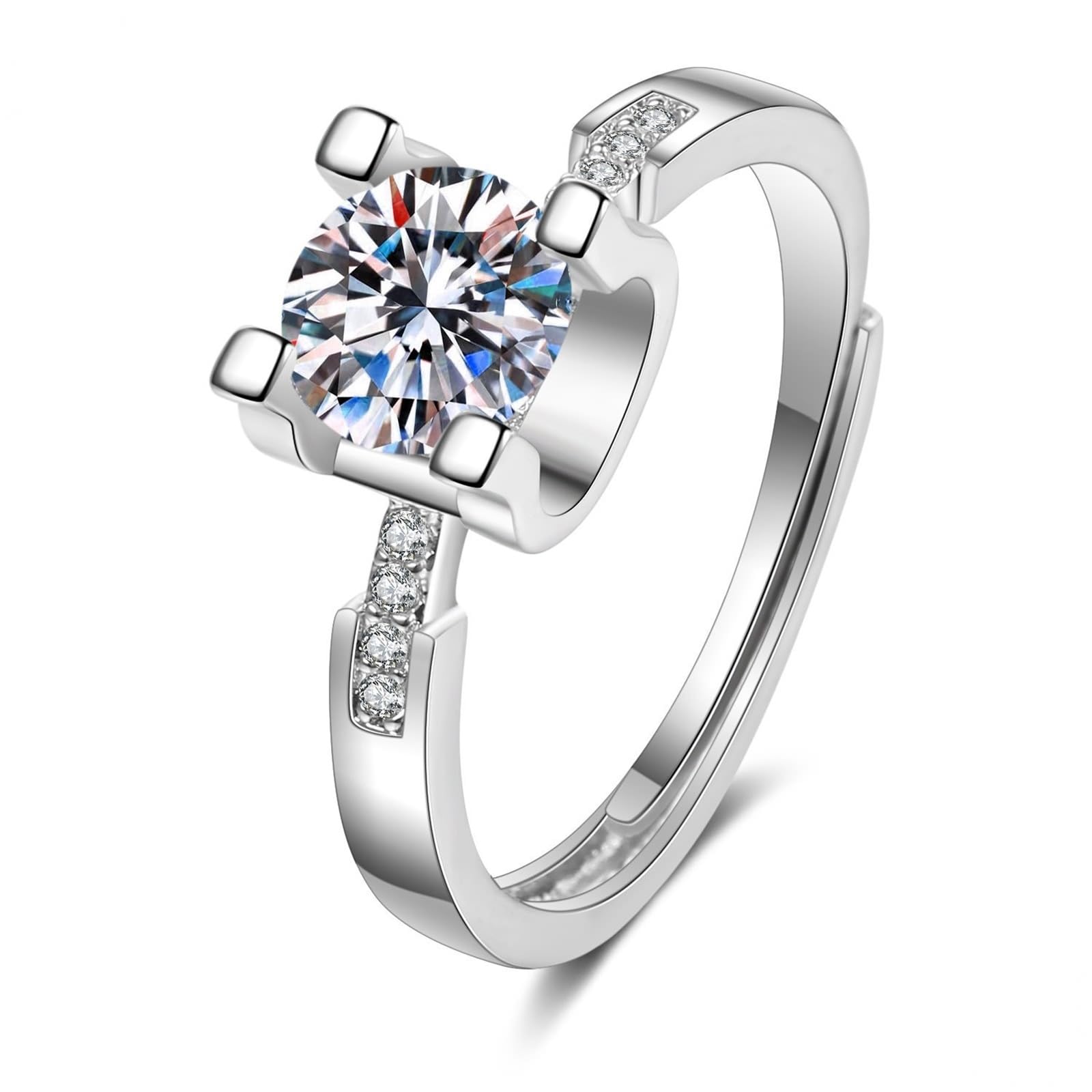 Obrączki ślubne Moissanite białe złoto obrączka ślubna kobiety 18K cztery pazury z cyrkonią rozmiar H 1/2 moda dla pań biżuteria na Święto Dziękczynienia
