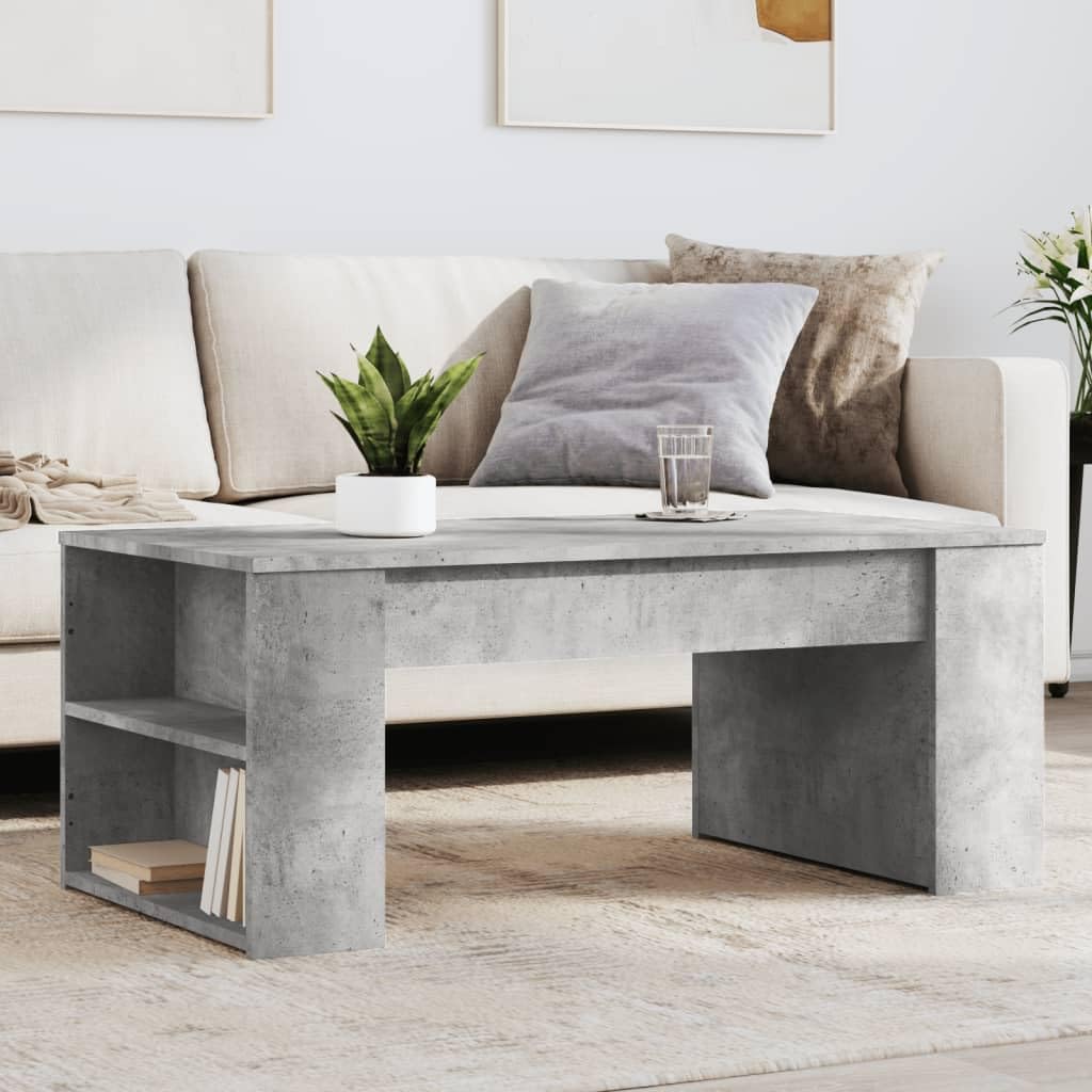 SXZenSpace Coffee Table Concrete Grey 102x55x42 cm Engineered Wood, Modern Occasional with Ample Storage for Living Room, Sofa Side Support, Sturdy Construction
