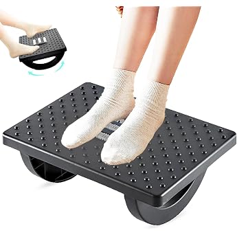 Comfortable Foot Rest Desk Adjustable Footrest Under Desk Non-Slip Desk Footrest with Ergonomic Plastic Cushion and Massage Points for Office Comfort