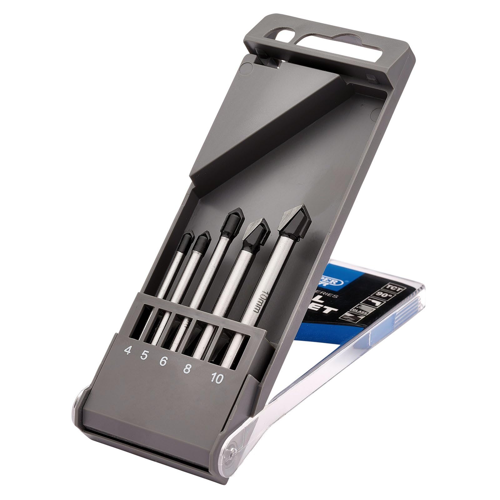 Draper 5 pcs Expert TCT Ceramic Drill Bit Set - 10180 - for Ceramics Soft Tiles and Non-Tempered Glass, Silver