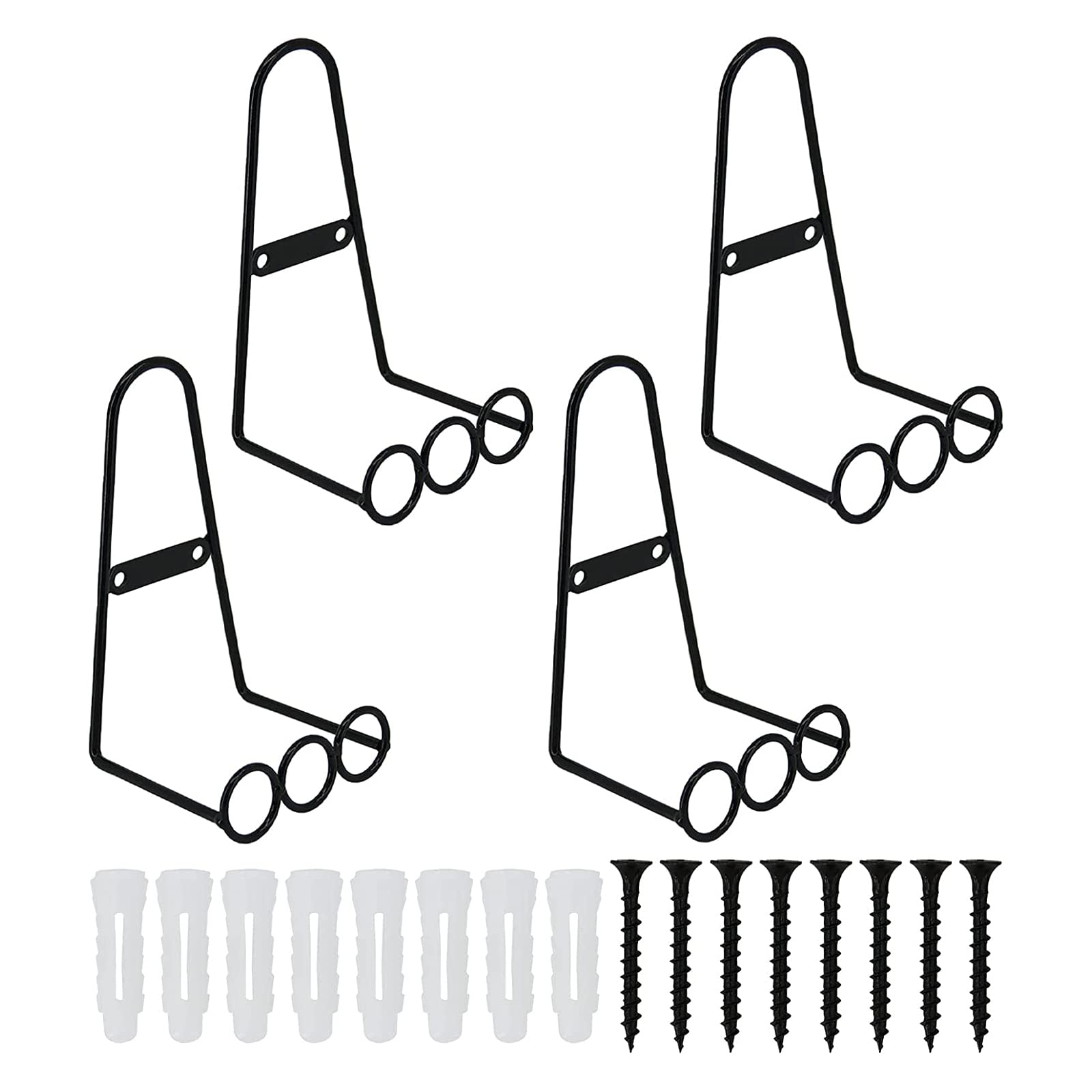 HYDDNice4pcs Large Wall Mount Display Easel 8" Metal Plate Display Stands Wall Easel Holder Vertical Plate Stand for Decorative Plates, Picture, Arts (Straight)