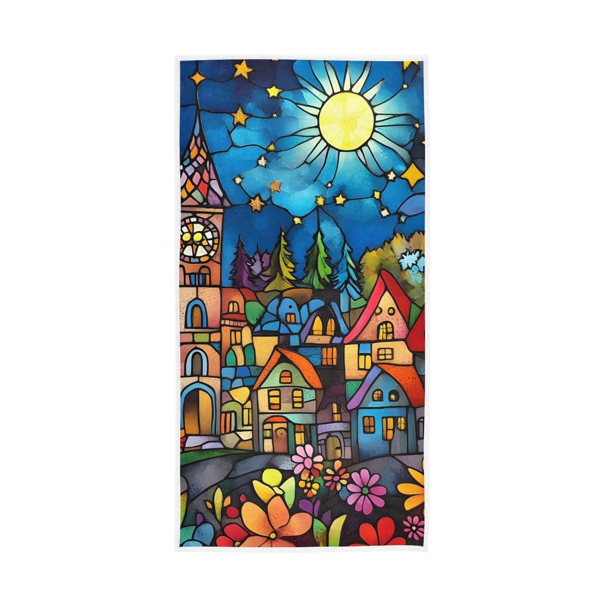 LSRCPD Colorful Town Hand Towel, Multipurpose Lightweight Towels for Bathroom, Gym, Hotel, Spa 15 x 30 Inches