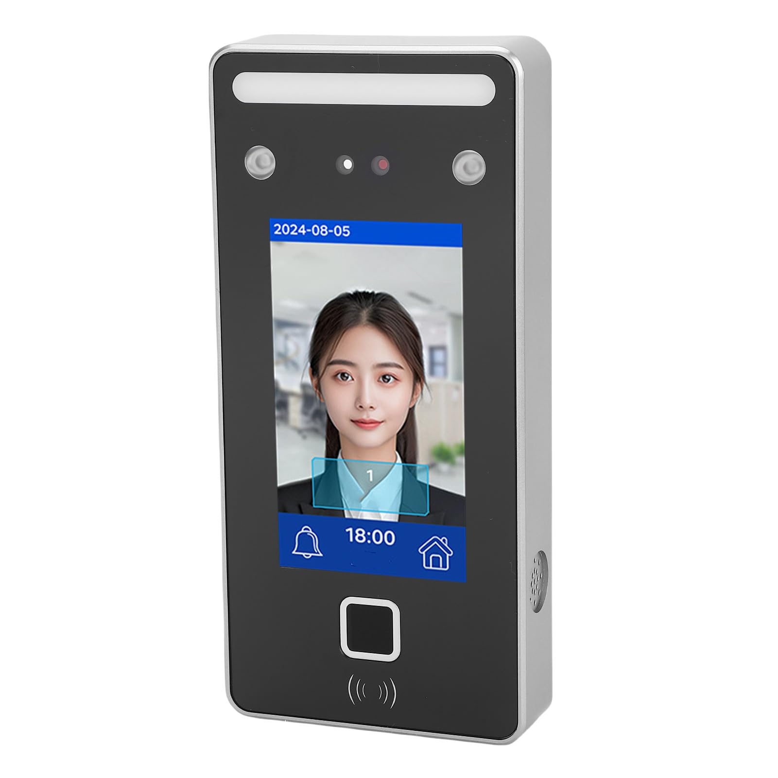 Gesichtserkennungs-Anwesenheitsmaschine, Biometrisches Anwesenheitssystem mit Sichtbarem Licht und Infrarot-Lebendigkeitserkennung, 2000 Benutzer, 4,3-Zoll-Touchscreen für Büros, Schulen,