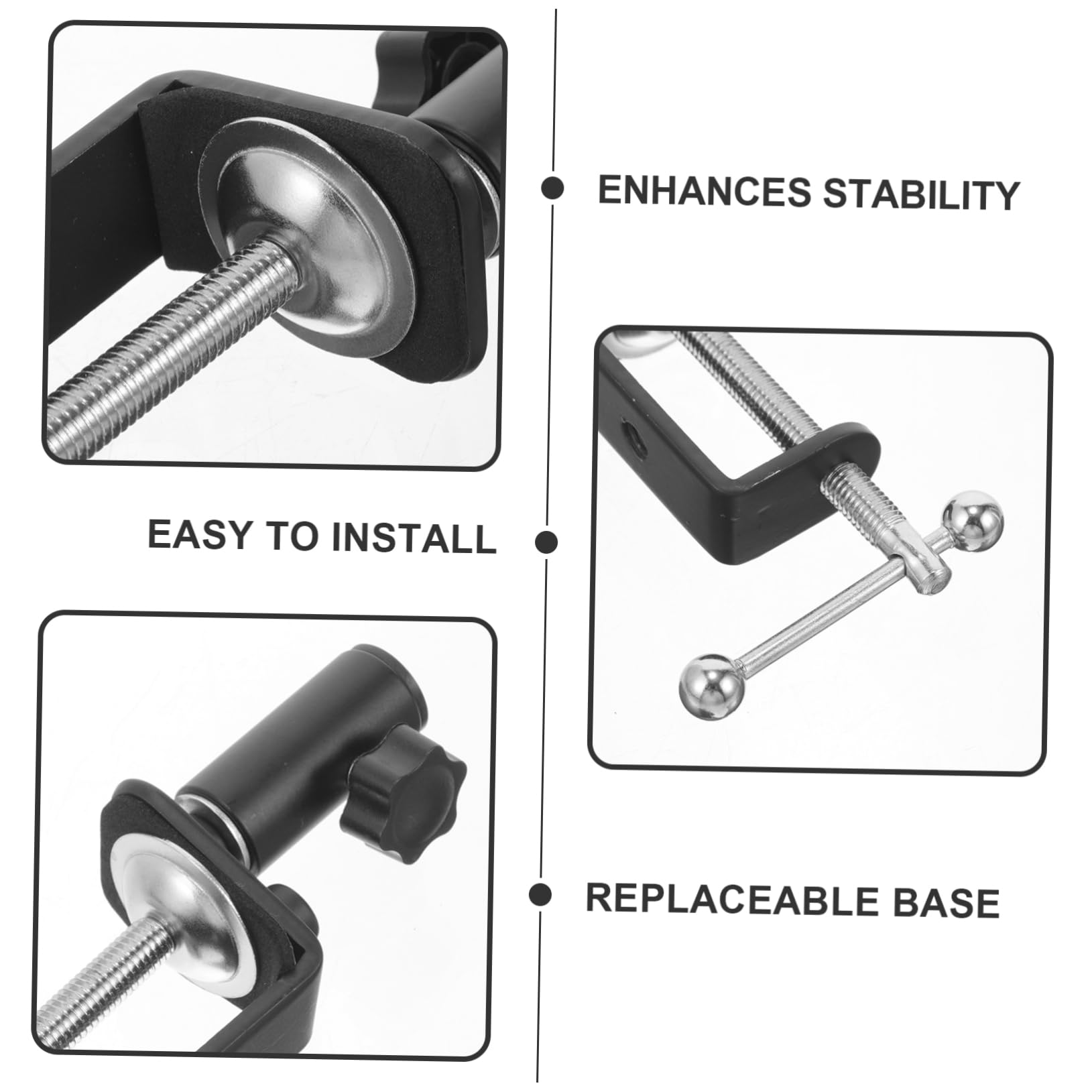 COSMEVIVI Desk Clamp Mount for Microphone Clip Holder Compatible with Various Accessories Protects Desk Surface for Streaming and Recording
