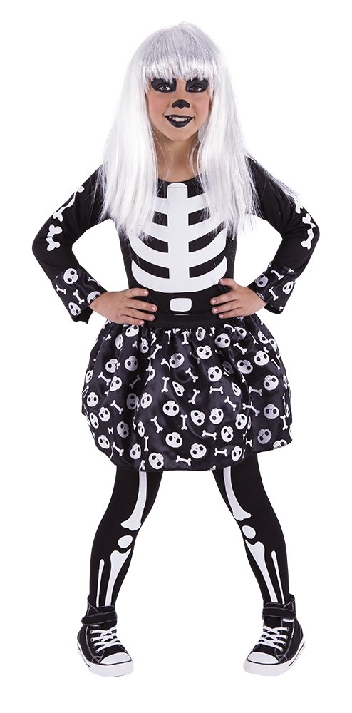 Rubies Disfraz Skeletita Glow in Dark para niñas, Camiseta y falda con medias, Brillante en la oscuridad, Esqueletos, Skeletons para cosplay y fiestas