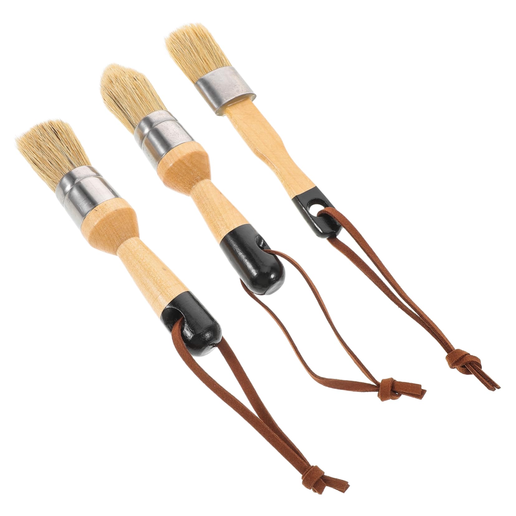 SHINEOFI 2 Series Juego De Pincel De Cera Pintar Pinceles Mancha Brocha Equipo Redondo Casa Pincel con Mango Cepillo De Pintura Conveniente Cepillo De Pintura del Hogar De Madera 3 Piezas*2