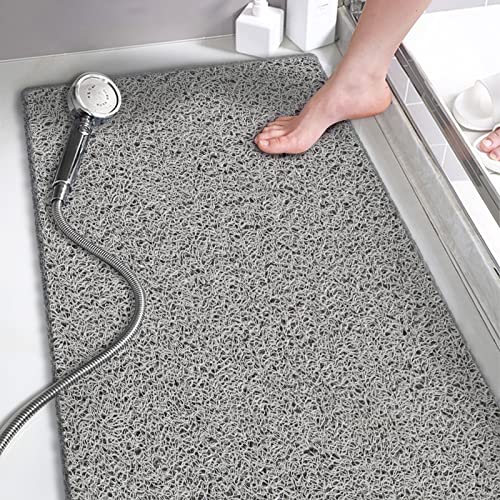 godehone Shower Mats Non Slip Without Suction Cups, PVC Loofah Bathroom Mats, Loofah Mats for Shower and Bathroom, Quick Drying, 15.7× 36 Inch, Grey