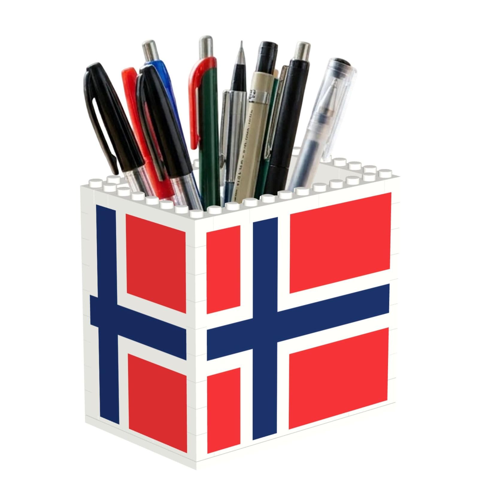 SXZVVBN Norwegian flag Building Block Desk Tidy ABS Organiser